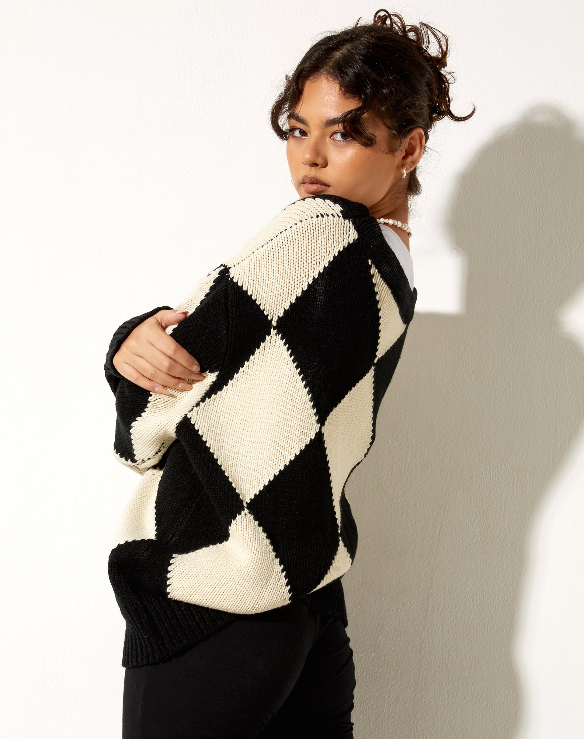 Afbeelding van Uriela Cardi in Harlequin zwart en gebroken wit