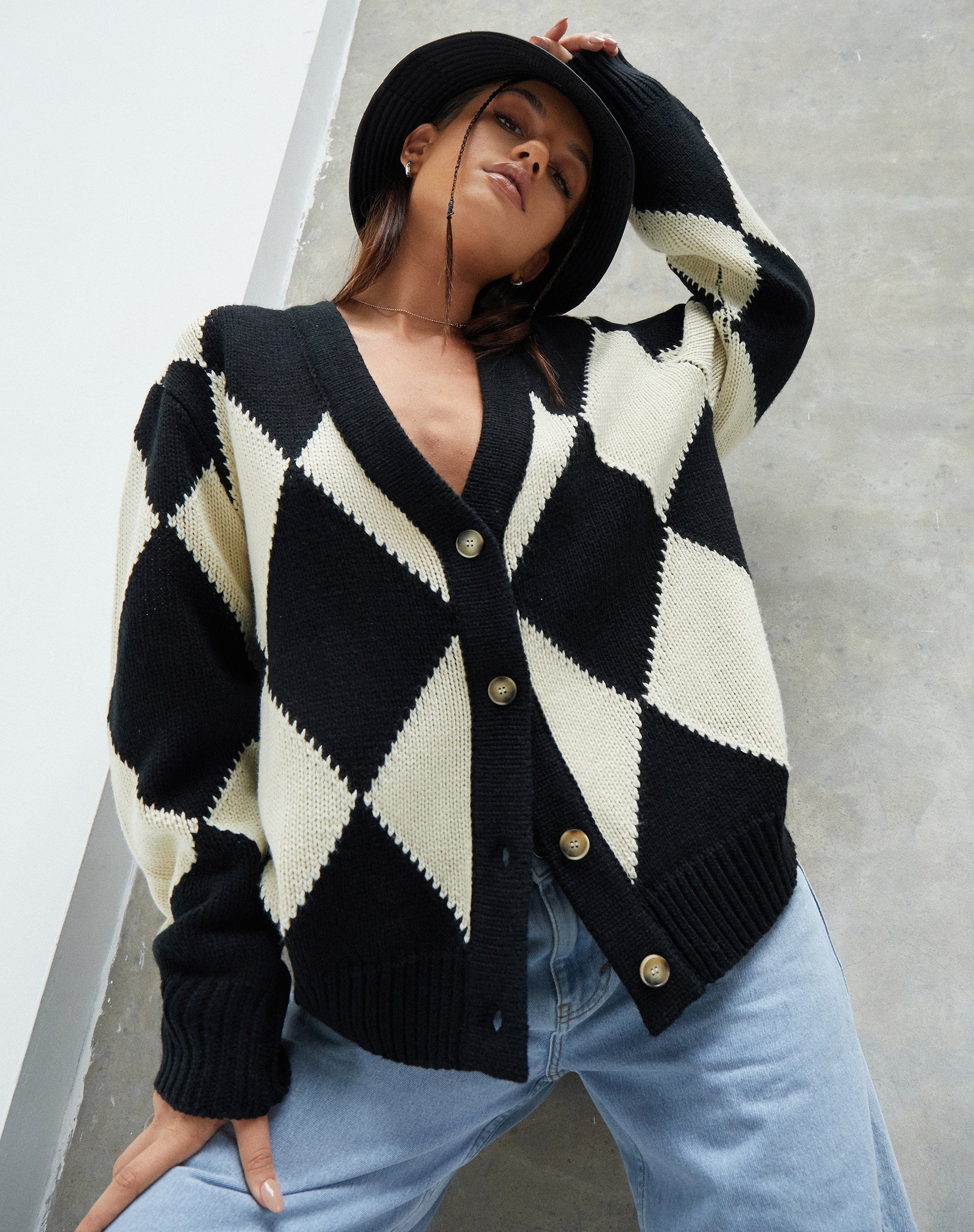 Afbeelding van Uriela Cardi in Harlequin zwart en gebroken wit