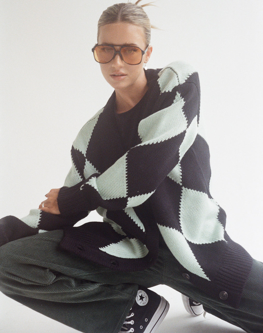 Uriela Cardi in Harlequin Zwart en Mint