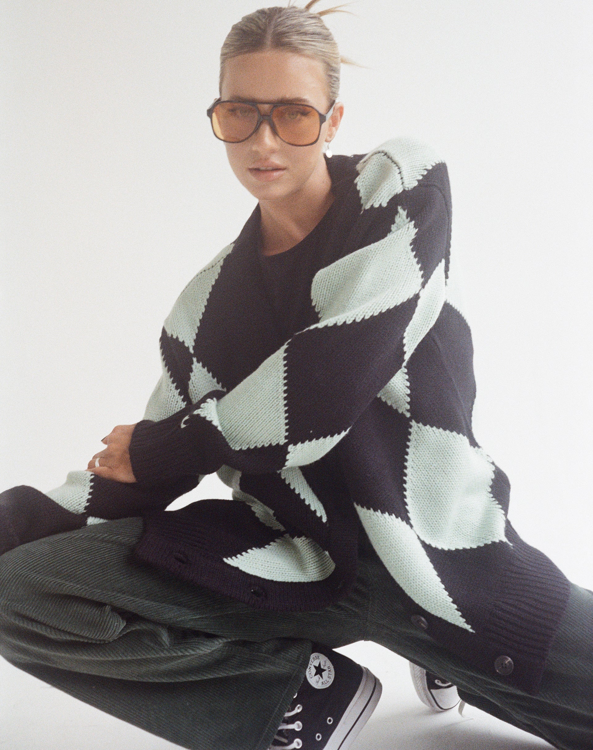 Uriela Cardi in Harlequin Zwart en Mint