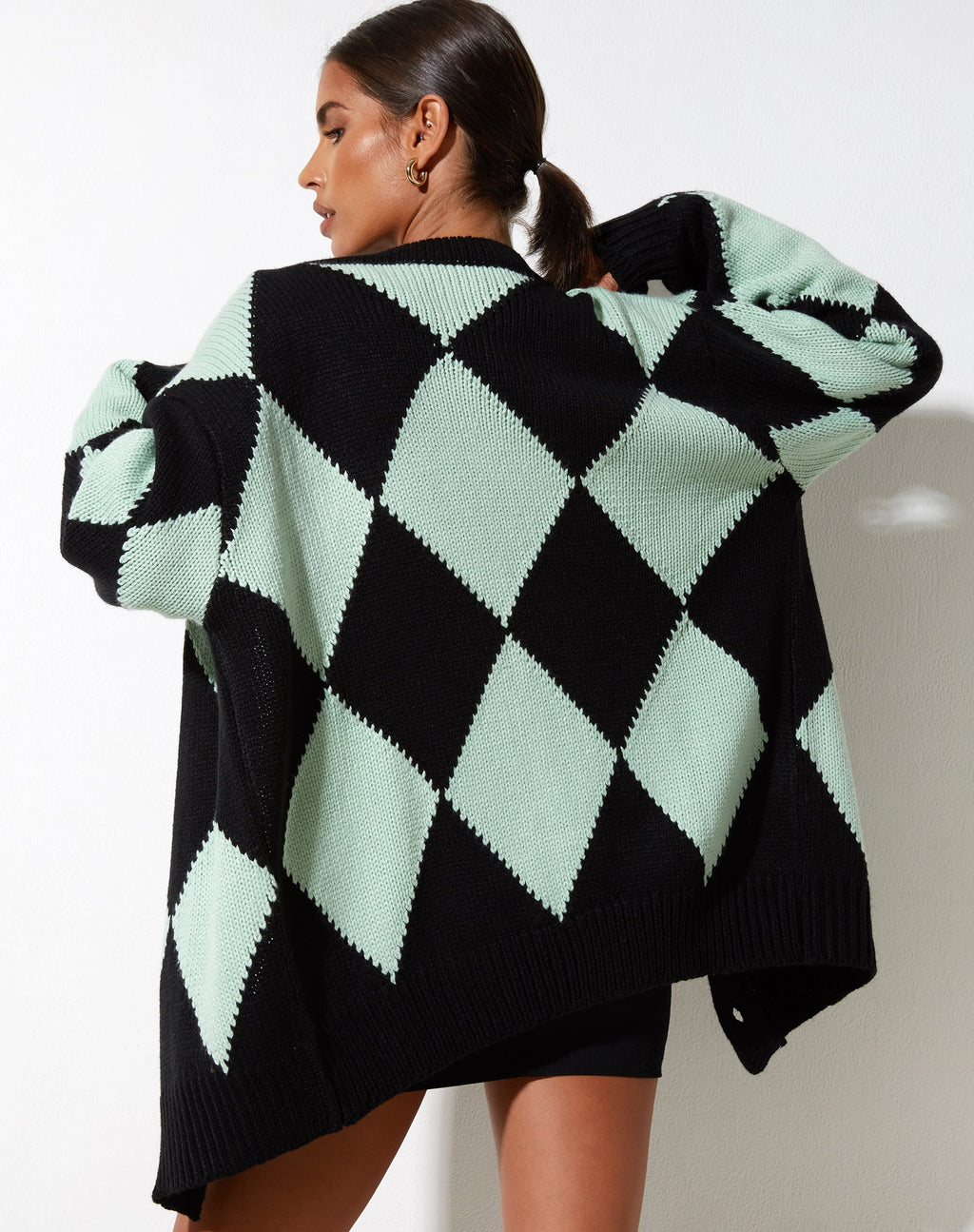 Uriela Cardi in Harlequin Zwart en Mint