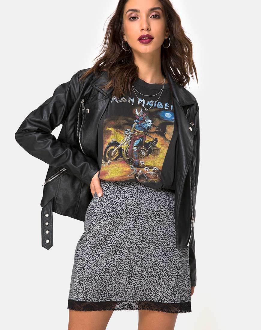 Urila minirok in Ditsy Luipaard Grijs