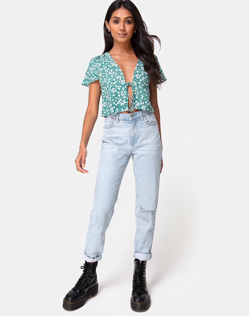 Afbeelding van Vaco Blouse in Floral Field Green