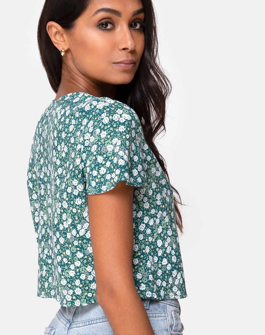 Afbeelding van Vaco Blouse in Floral Field Green