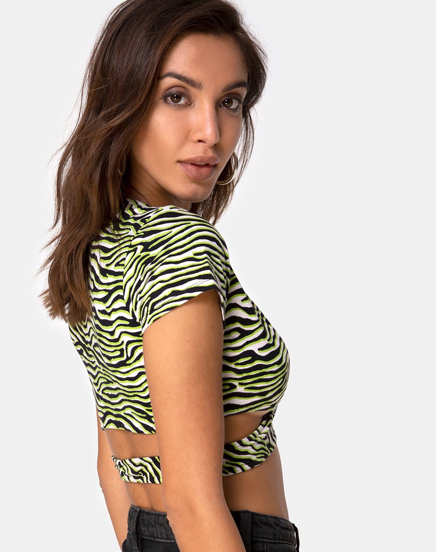 Afbeelding van Valiza Top in Zebra Fluogroen