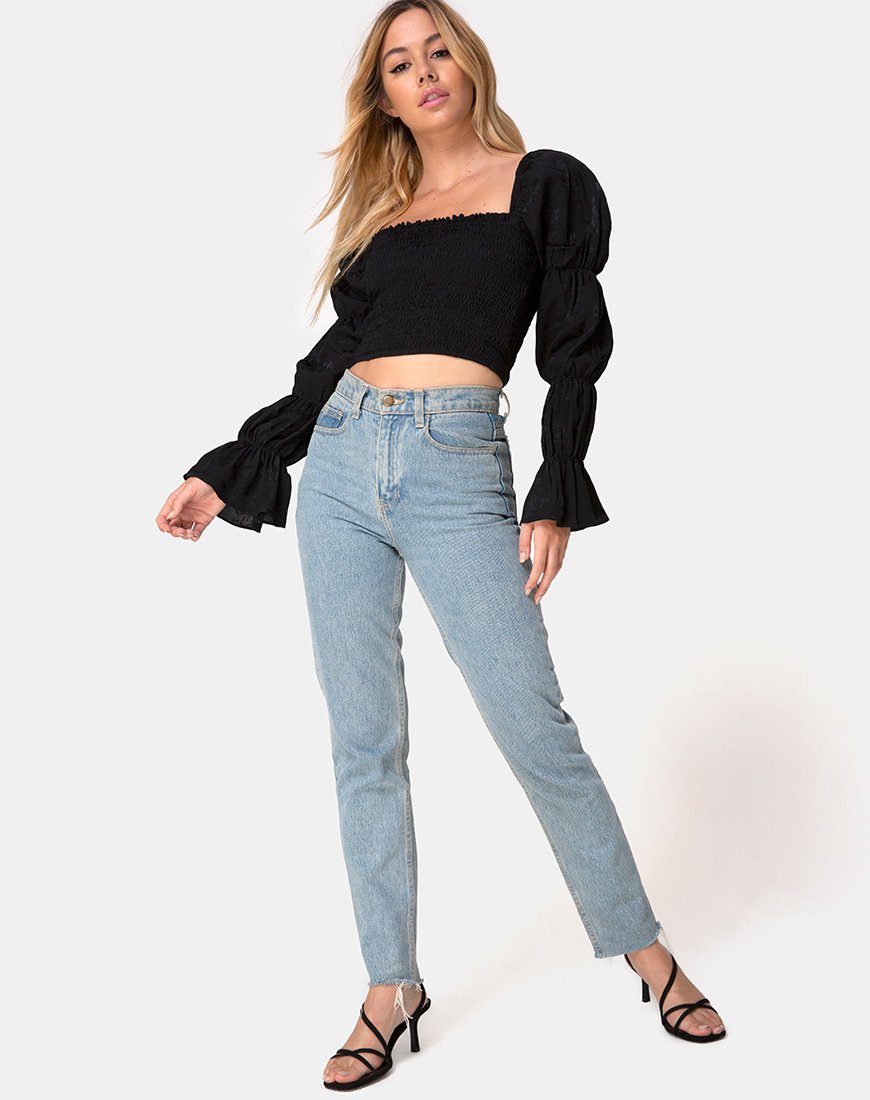 Afbeelding van Velina Crop Top in Satin Rose Zwart