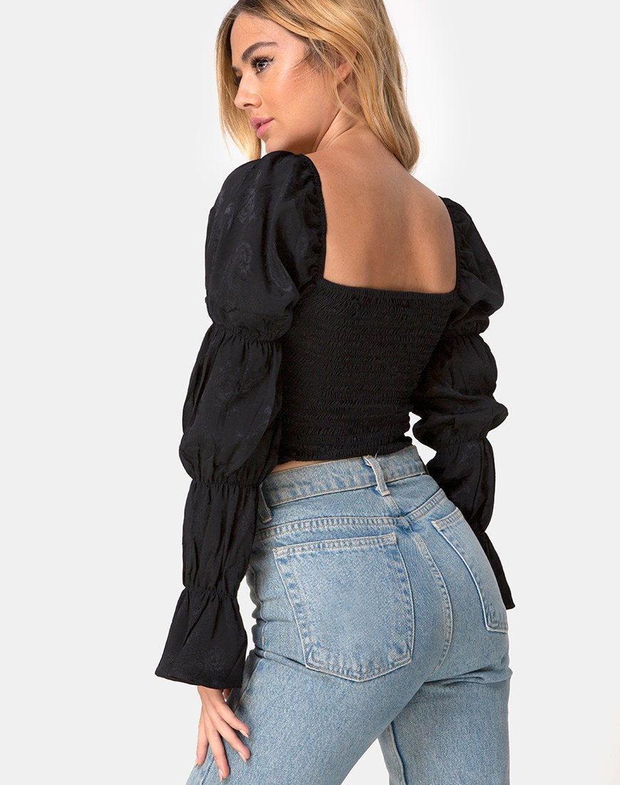 Afbeelding van Velina Crop Top in Satin Rose Zwart