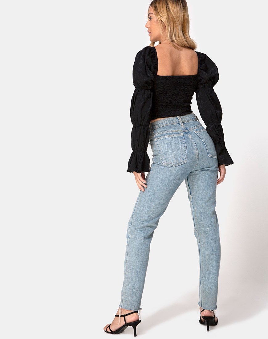 Afbeelding van Velina Crop Top in Satin Rose Zwart