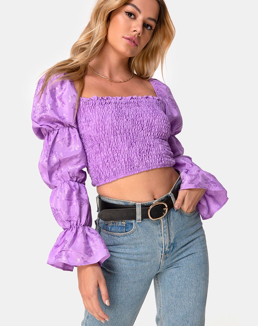 Velina Top in Satijn Roos Lila