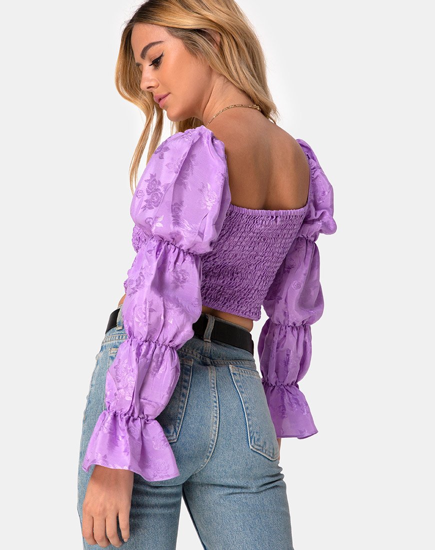 Velina Top in Satijn Roos Lila