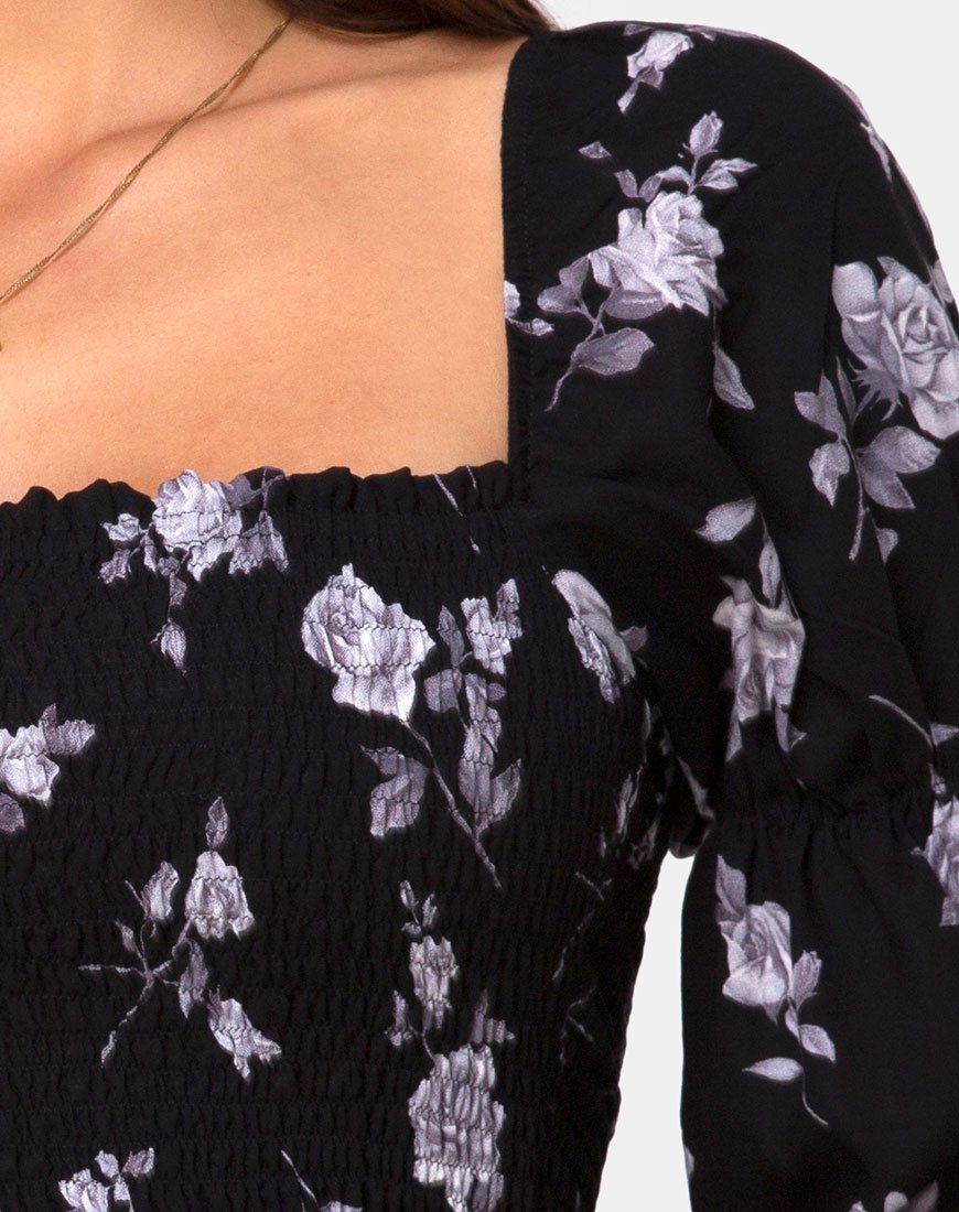 Afbeelding van Velina Top in Wit Rozen Zwart