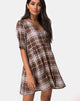 Afbeelding van Verren Babydoll Jurk in Tartan Bruin