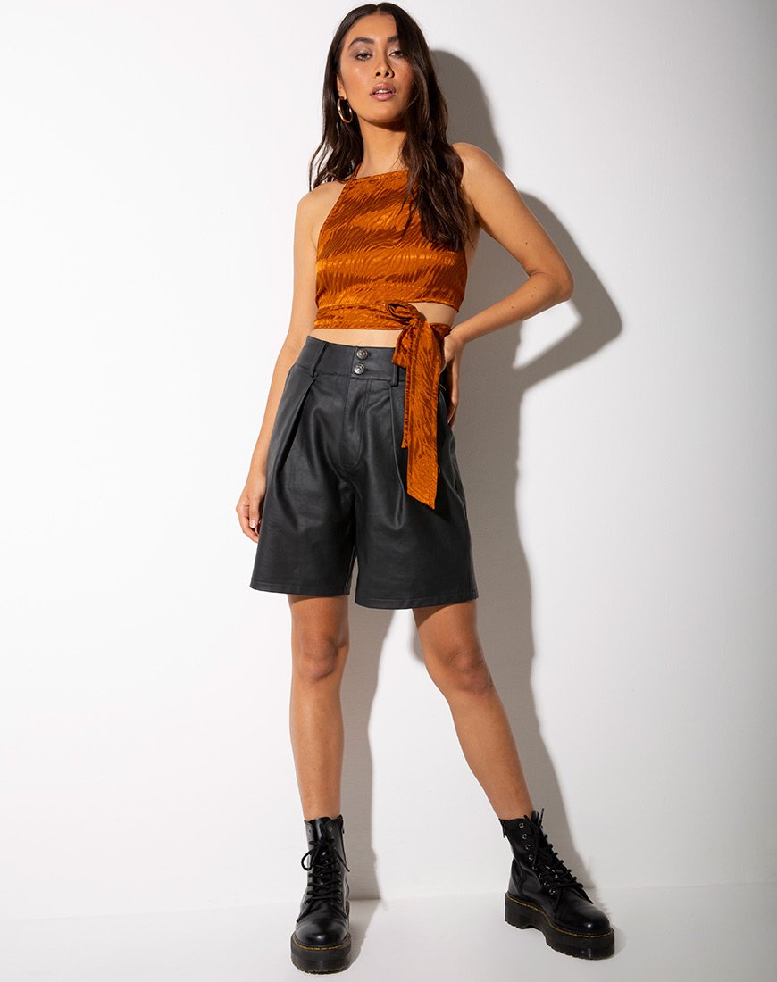 Afbeelding van Vhan Crop Top in Satijn Zebra Goud Koraal