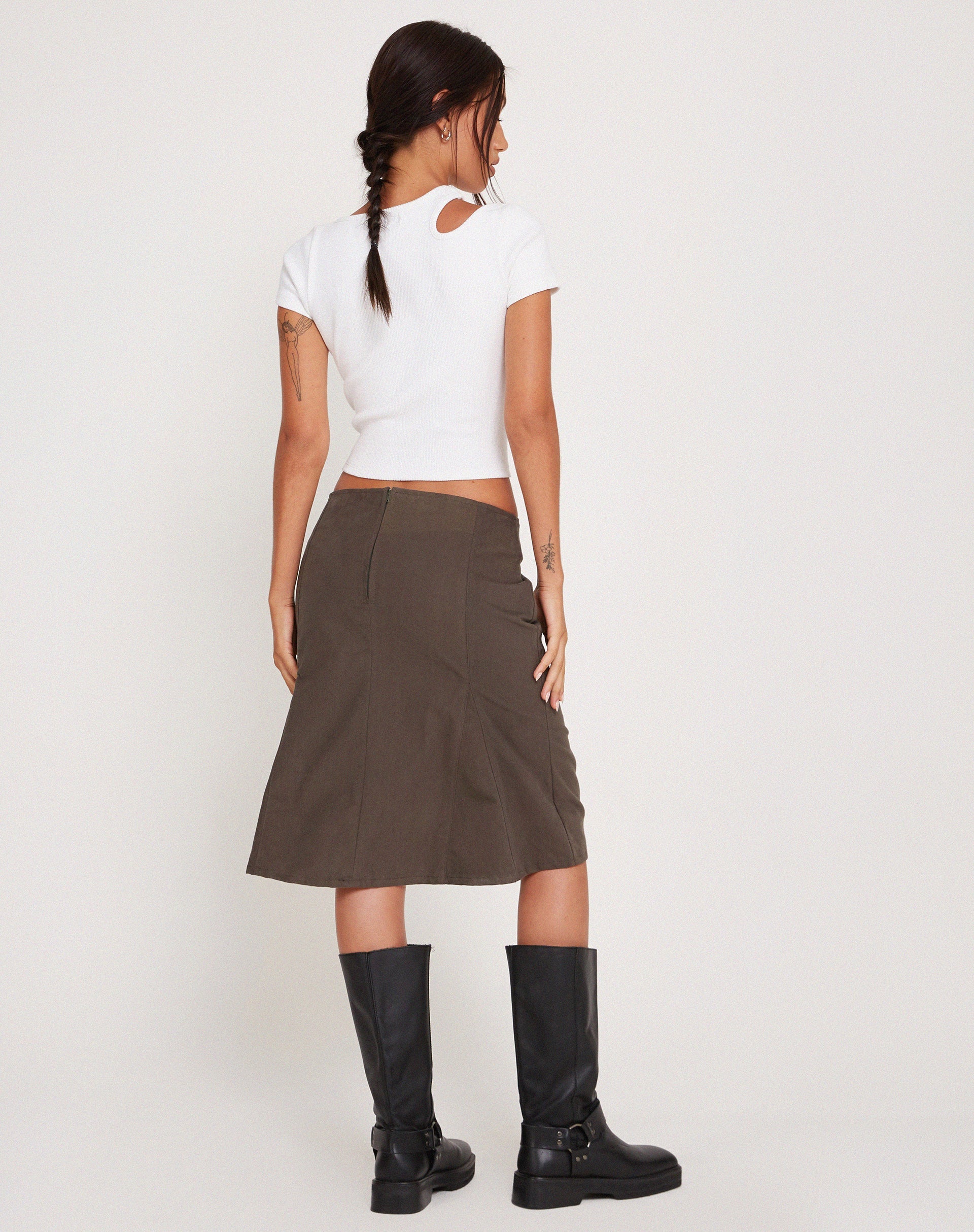 Afbeelding van Vieve Low Rise Midi Rok in Donkergrijs