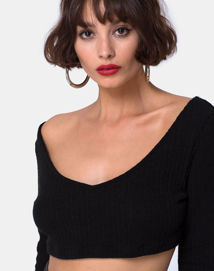 Vile Top in Rib Zwart