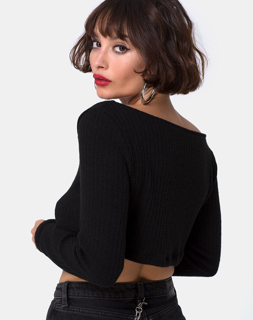 Vile Top in Rib Zwart