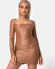 Afbeelding van Vilan Bodycon Dress in Leopard Sheen Net Caramel