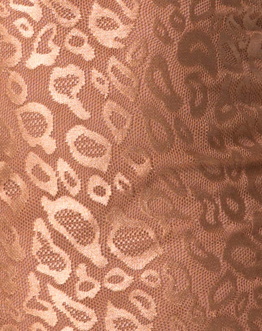 Afbeelding van Vilan Bodycon Dress in Leopard Sheen Net Caramel