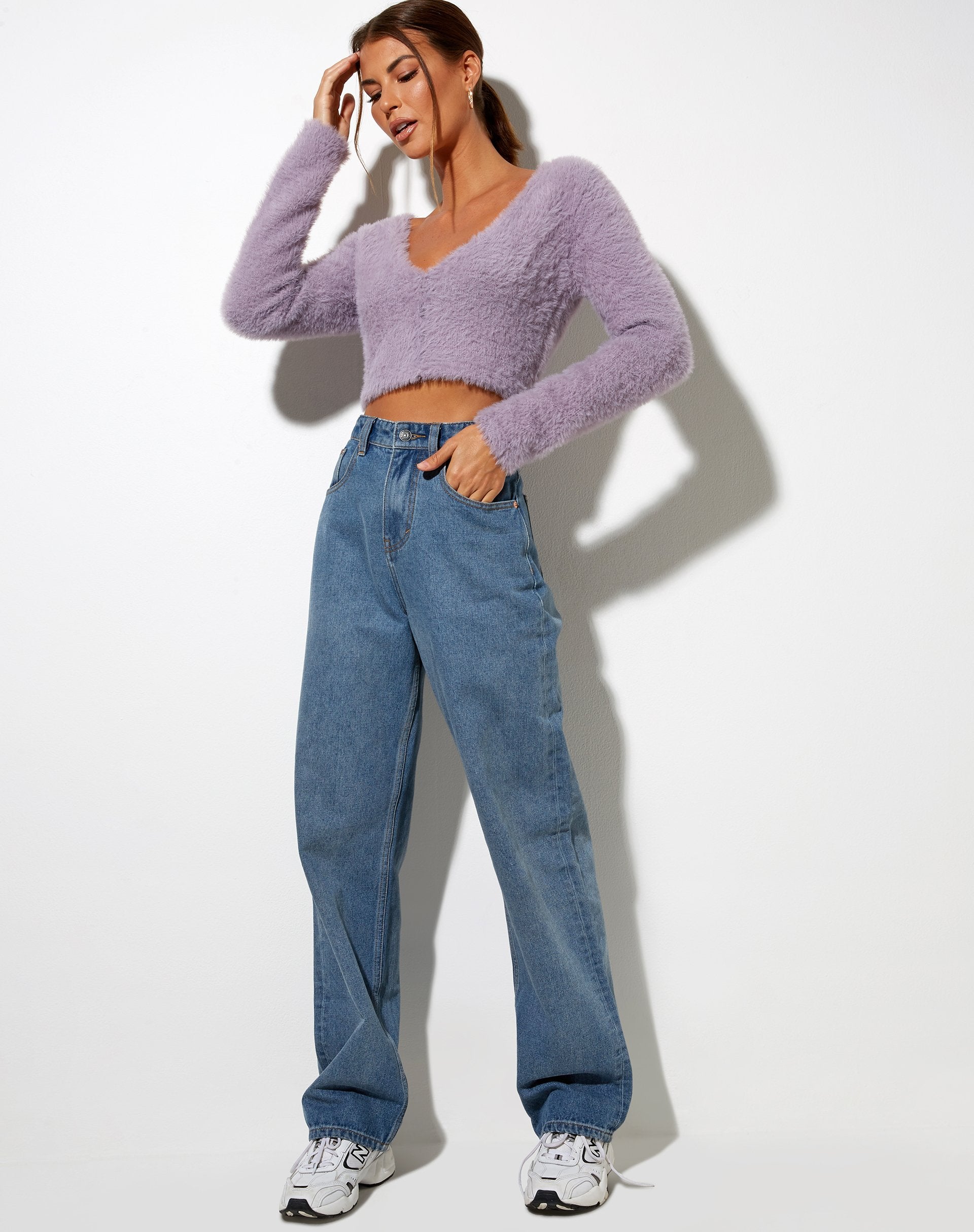 Afbeelding van Vima Cropped Cardigan in Knit Dusty Lilac