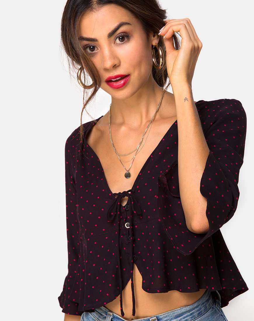 Vinequa Top in Cubaanse Stip Rood