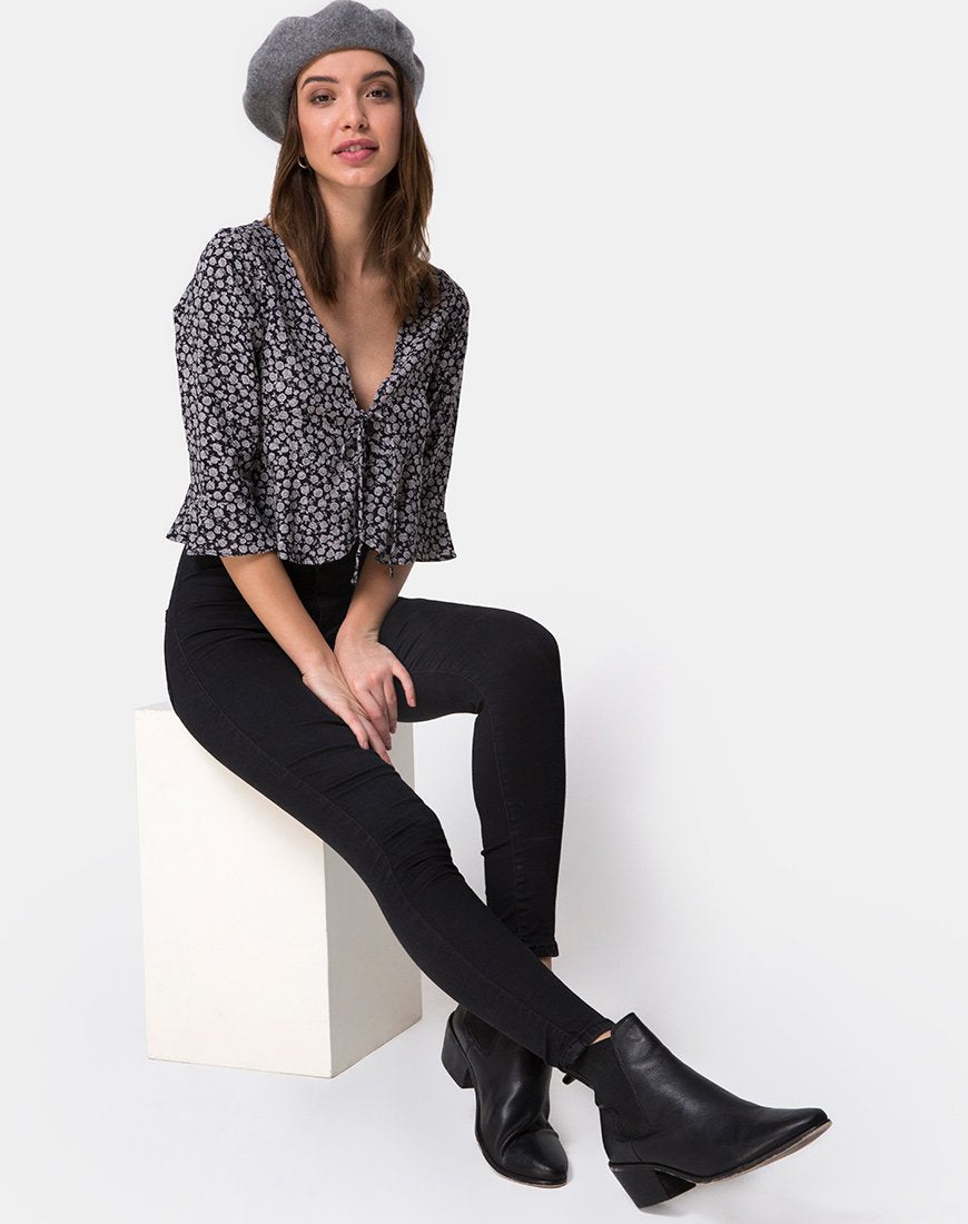 Afbeelding van Vinequa Blouse in Ditsy Rose Zwart