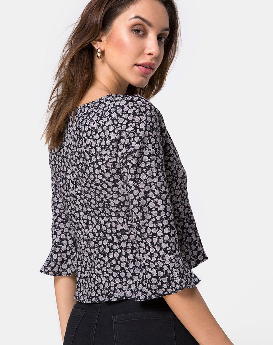 Vinequa Blouse in Ditsy Rose Zwart
