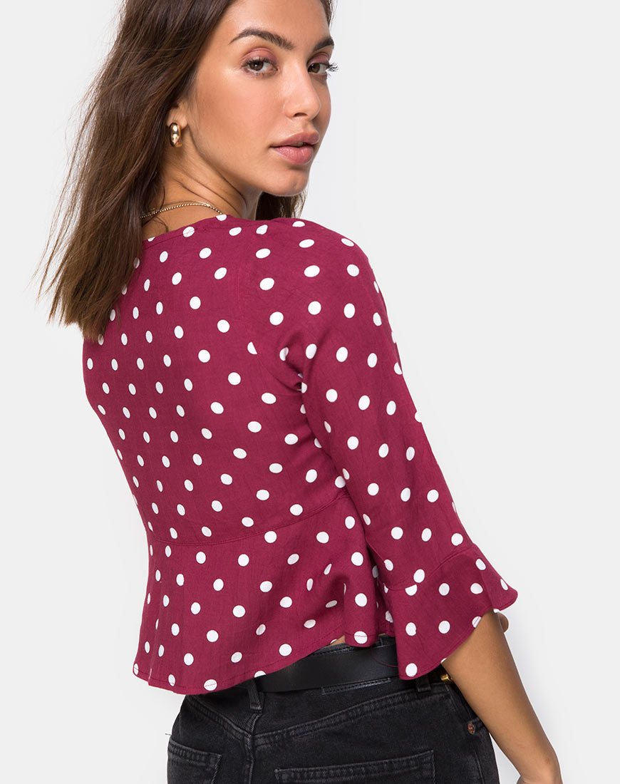 Vinequa Top in Medium Polka Wijn