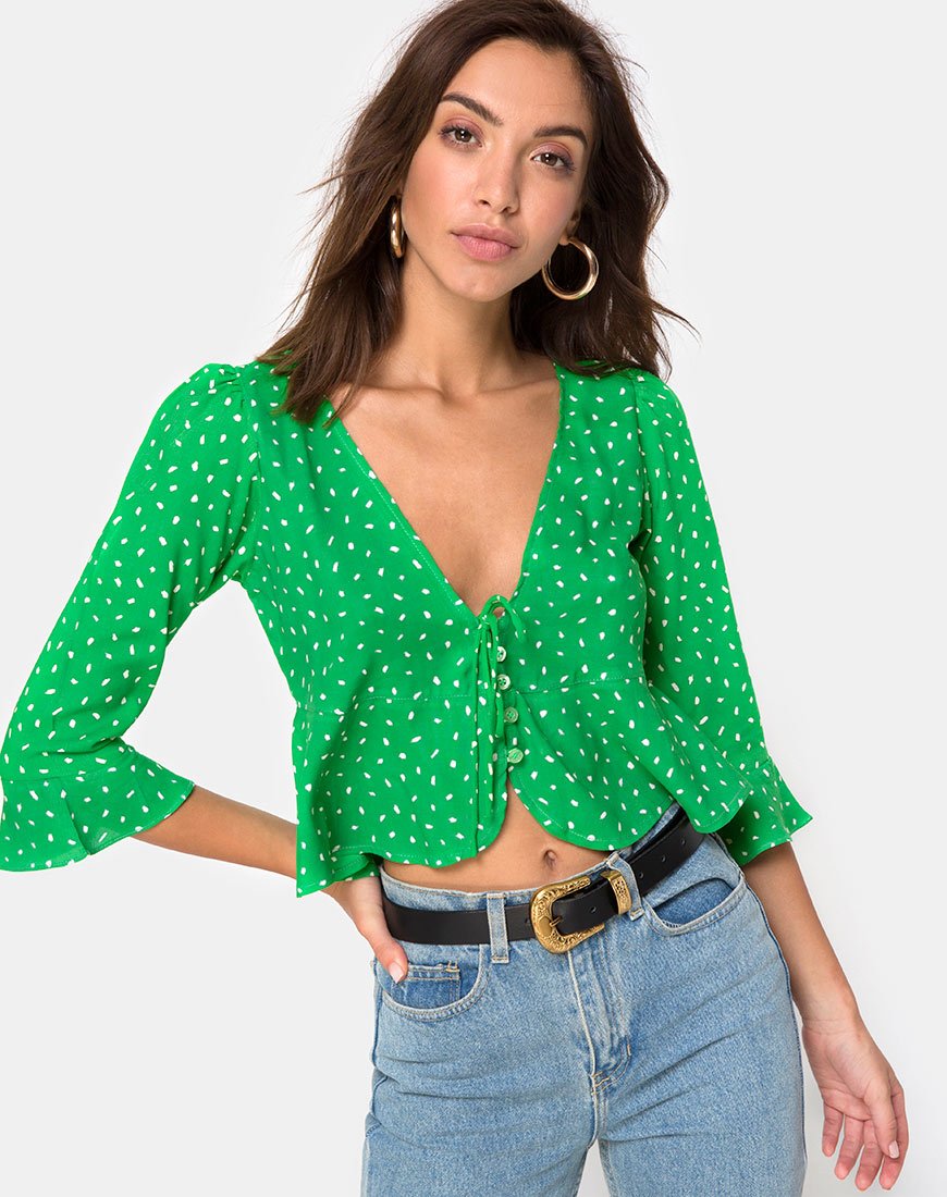 Afbeelding van Vinequa Blouse in Mini Diana Dot Groen