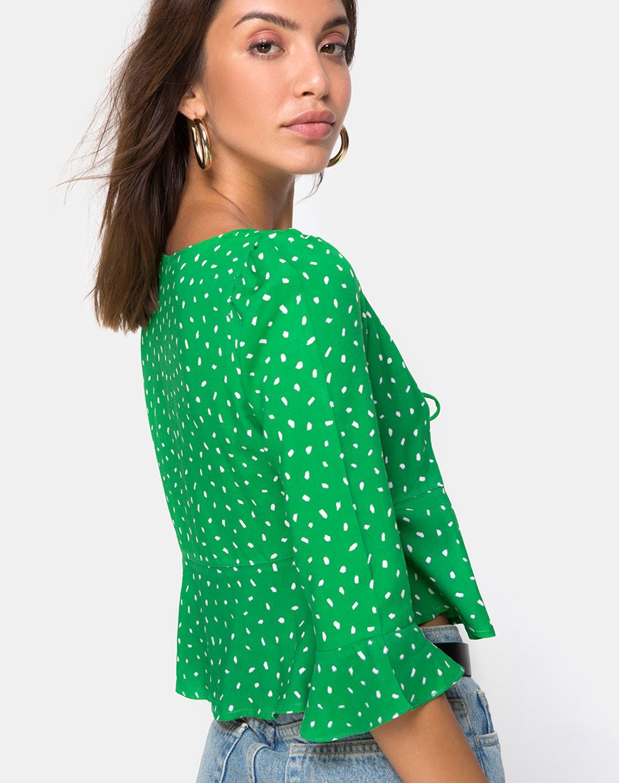 Afbeelding van Vinequa Blouse in Mini Diana Dot Groen