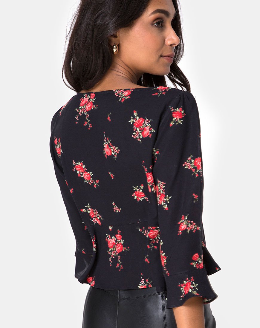Vinequa Top in Soi Rose Zwart en Rood