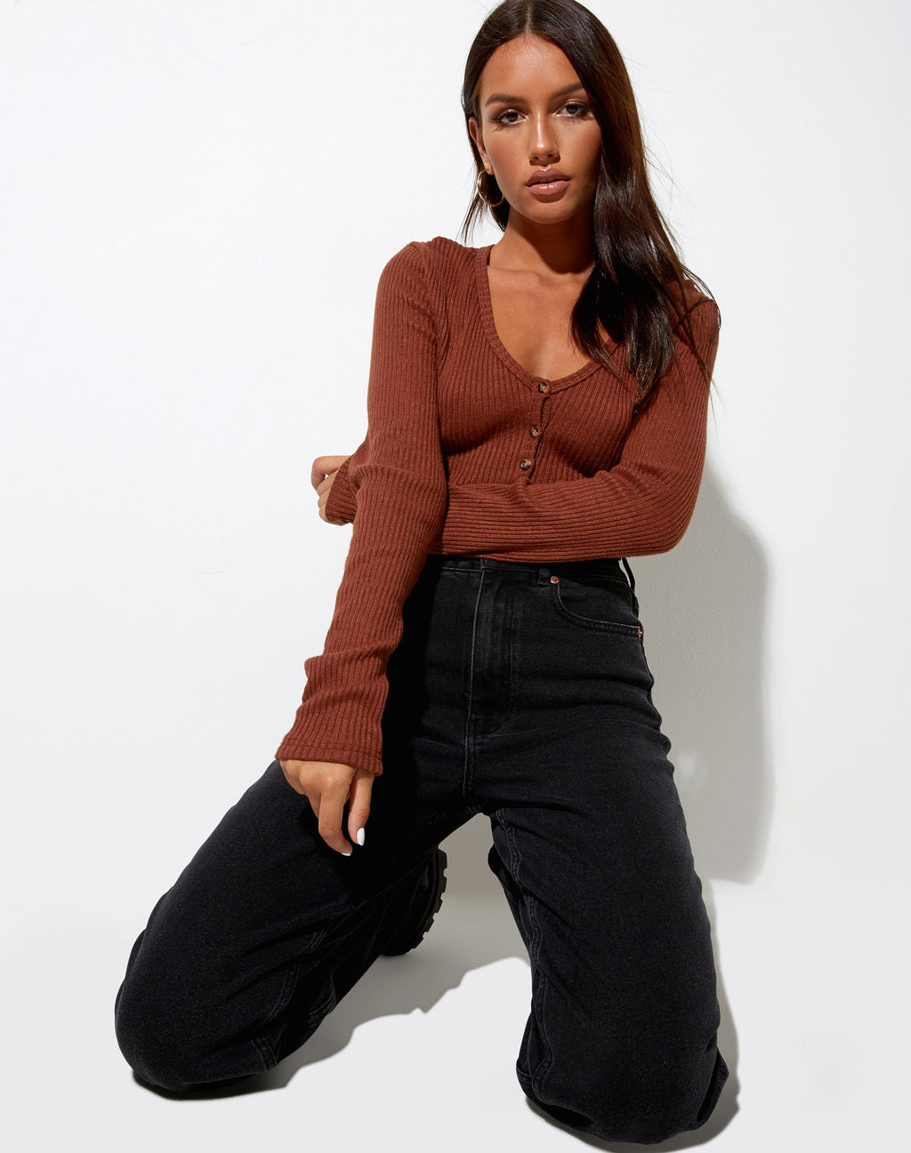 Viney Vest in Rib Chocolade