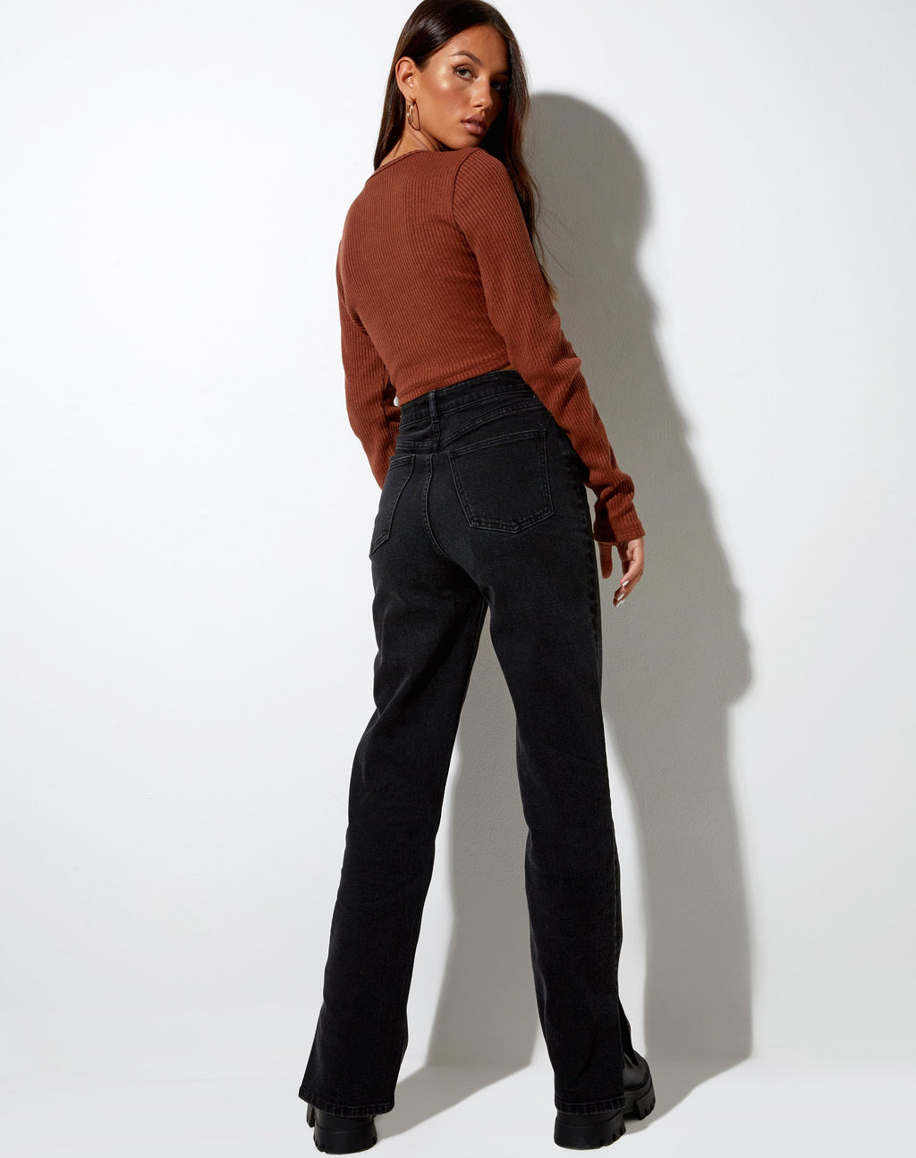Viney Vest in Rib Chocolade