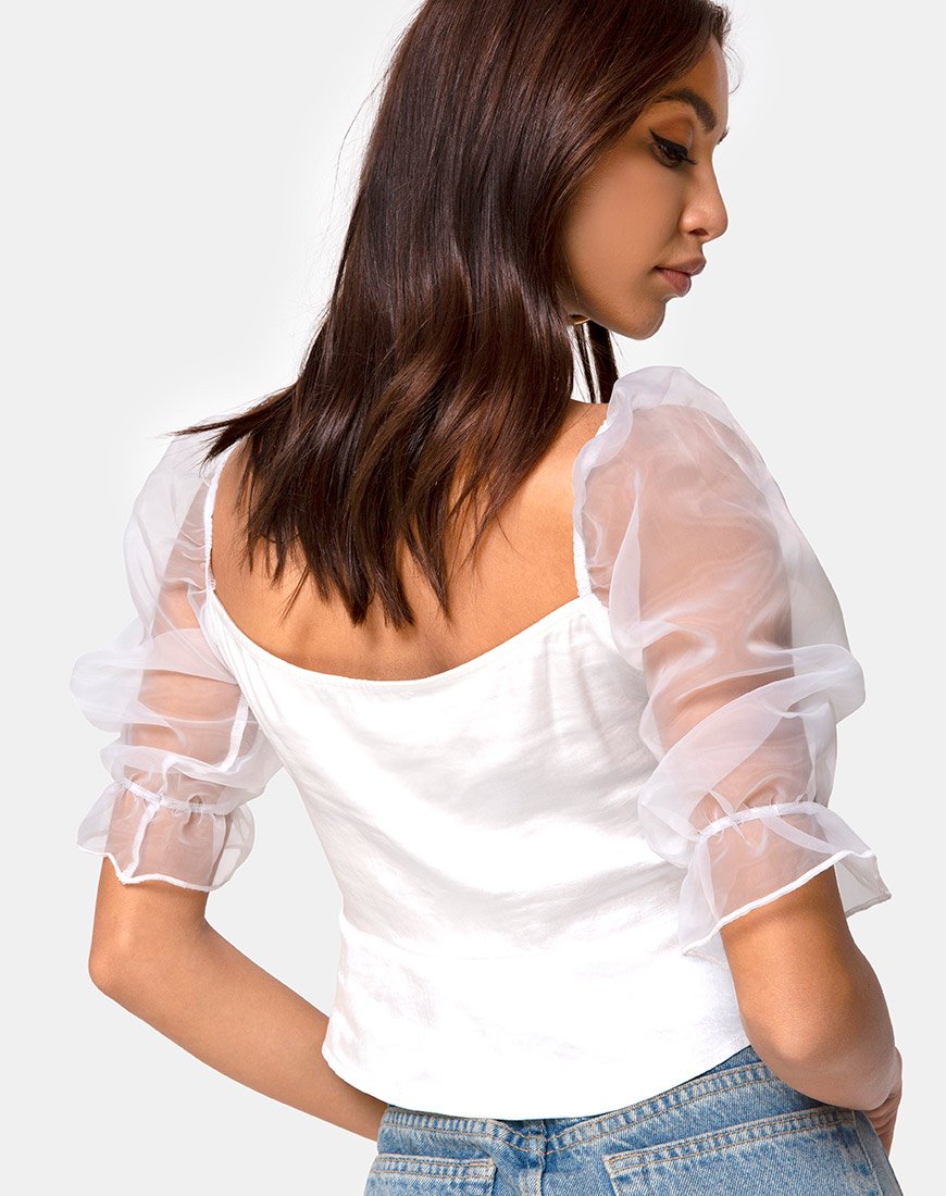 Viquela Crop Top in Organza Crème