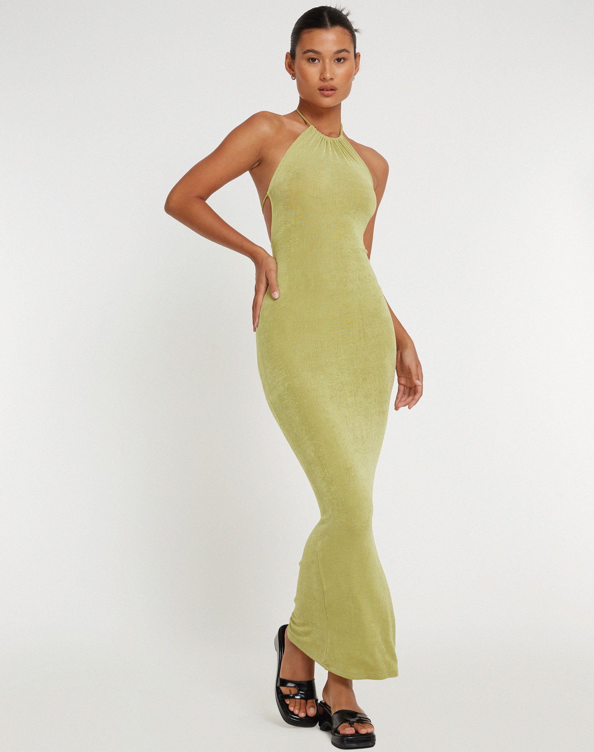 Afbeelding van Virnilia Maxi Dress met halterhals in Lime