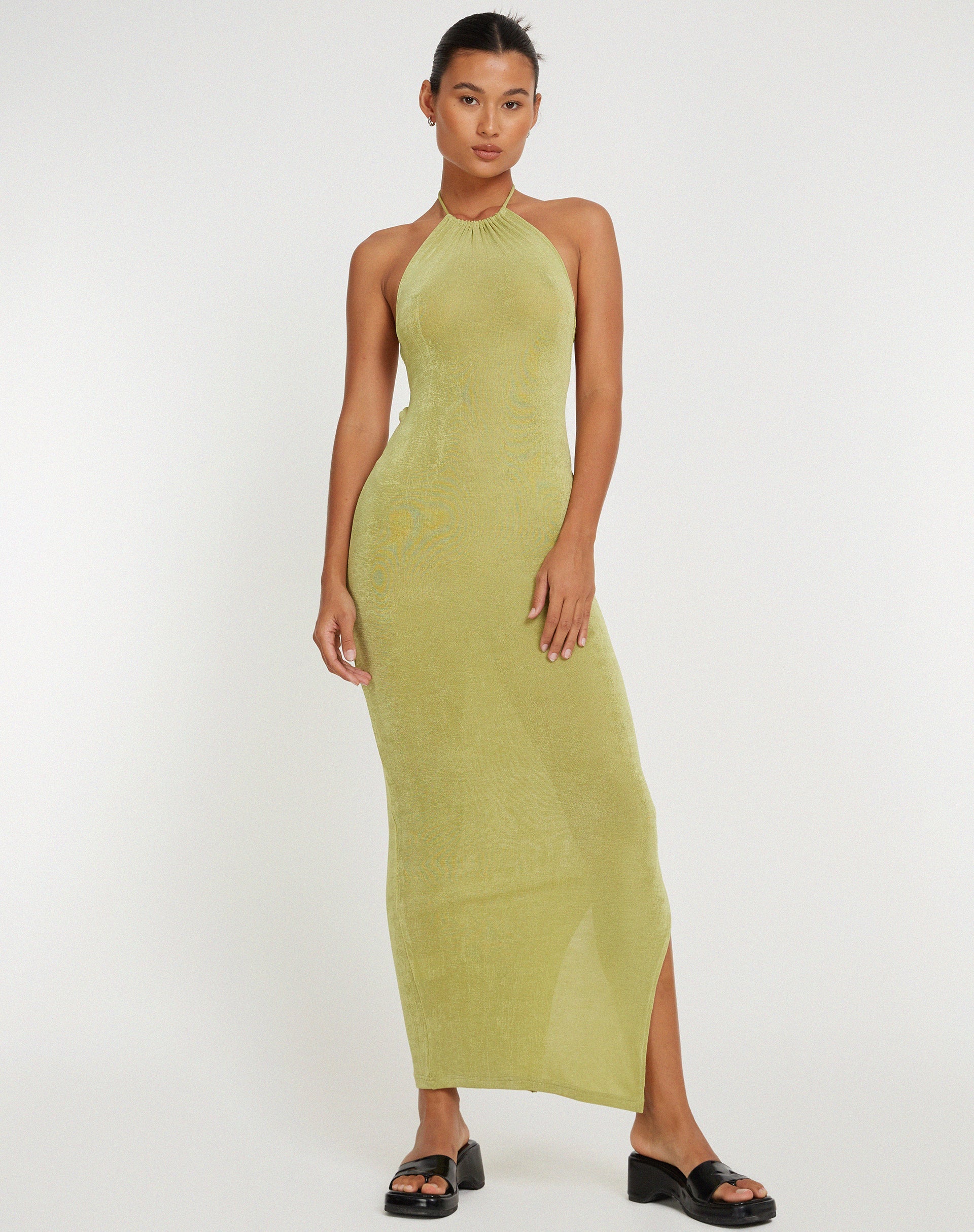 Afbeelding van Virnilia Maxi Dress met halterhals in Lime