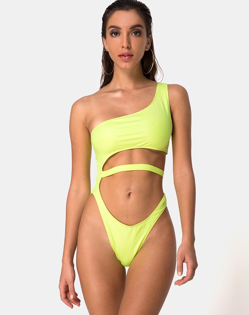 Vixie zwempak in gecoat lime