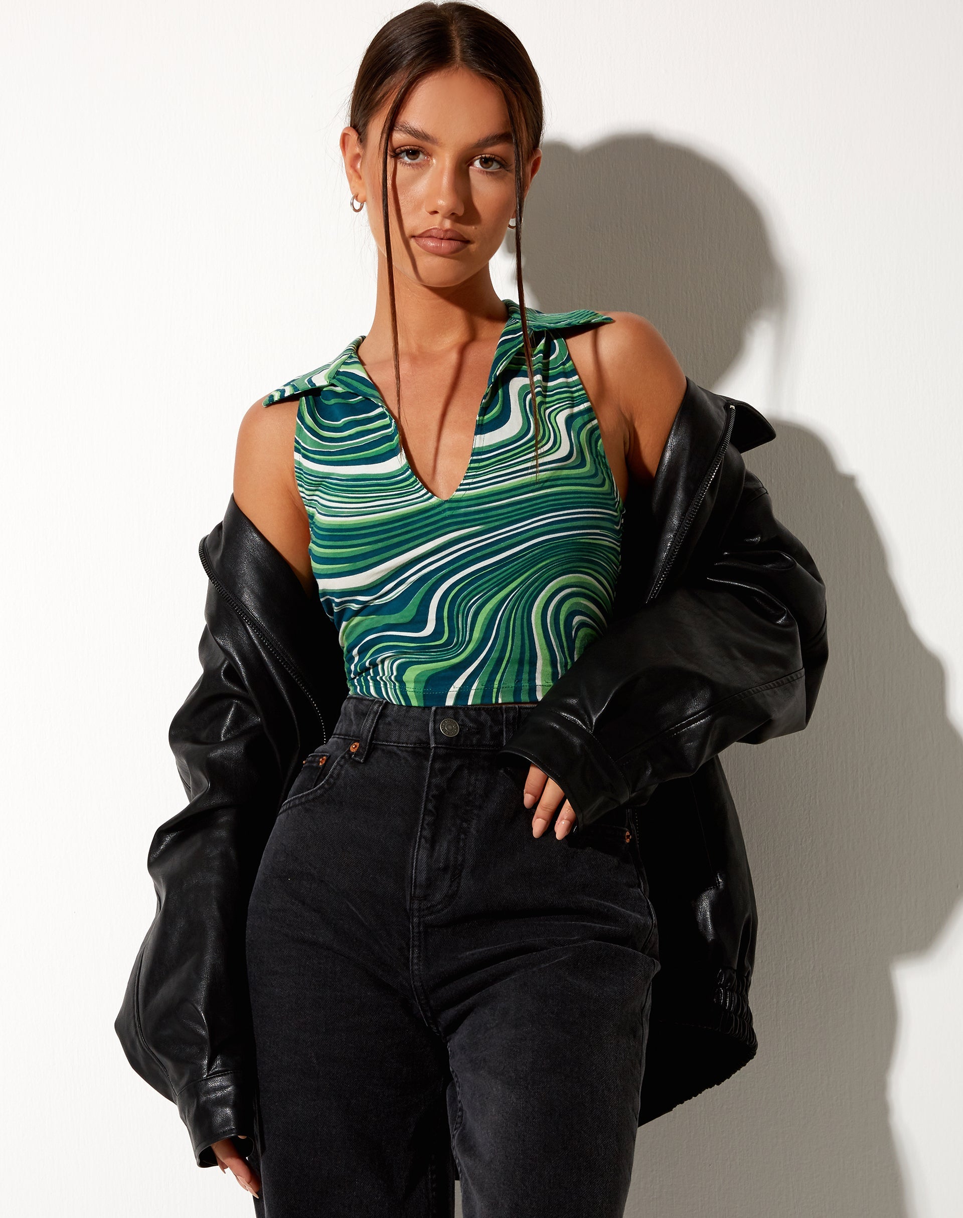 Afbeelding van Vende Vest Top in 70s Ripple Green