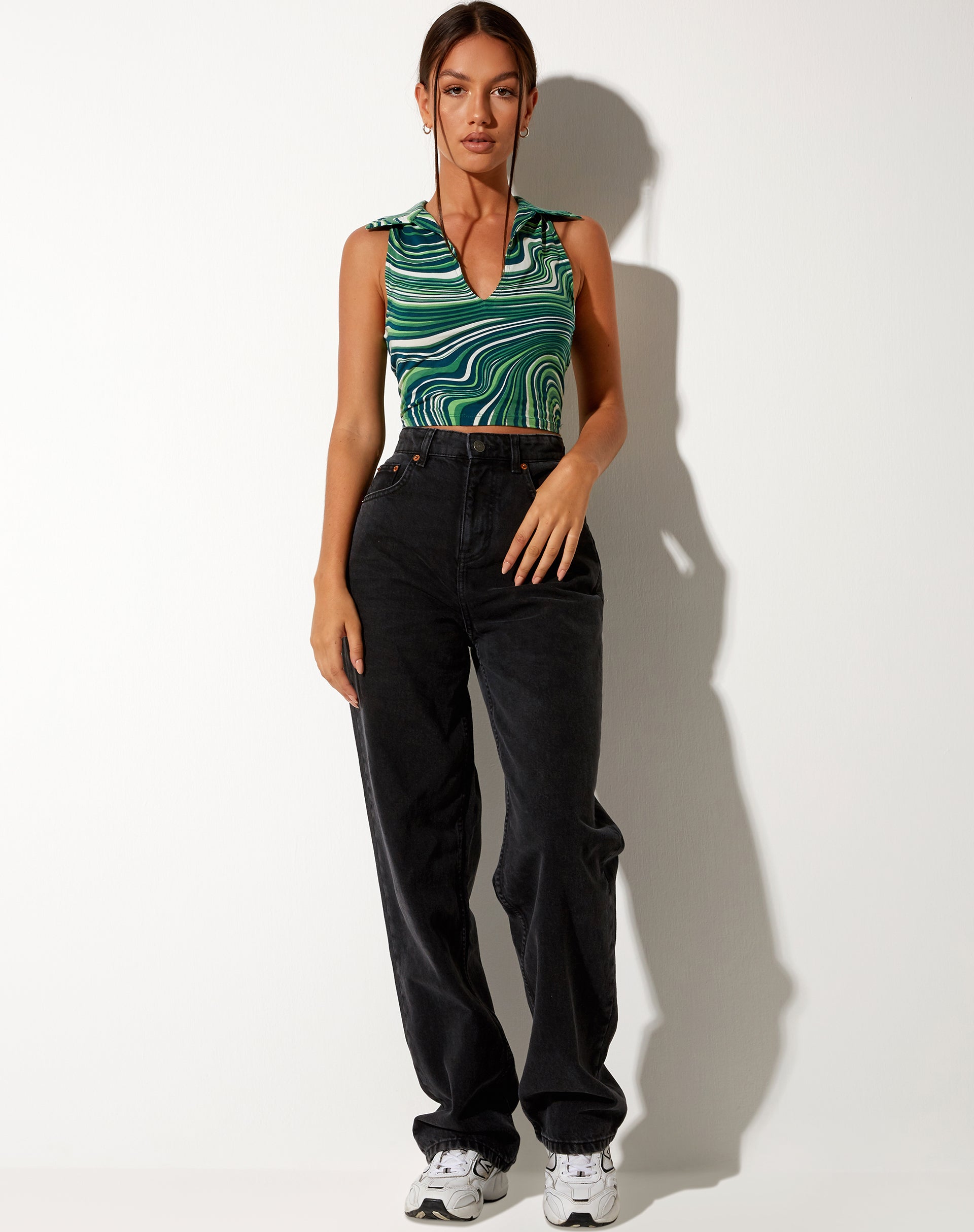 Afbeelding van Vende Vest Top in 70s Ripple Green