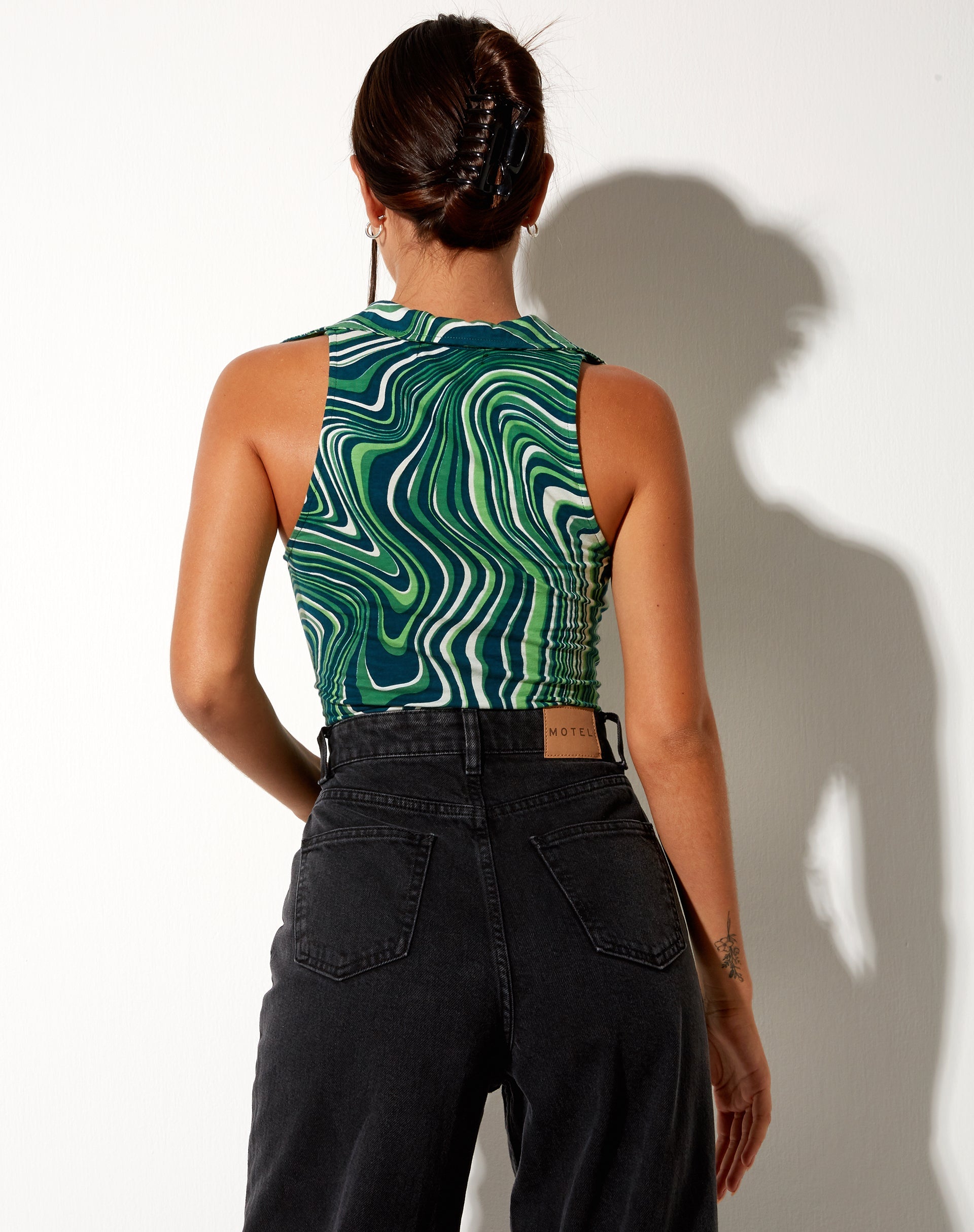 Afbeelding van Vende Vest Top in 70s Ripple Green