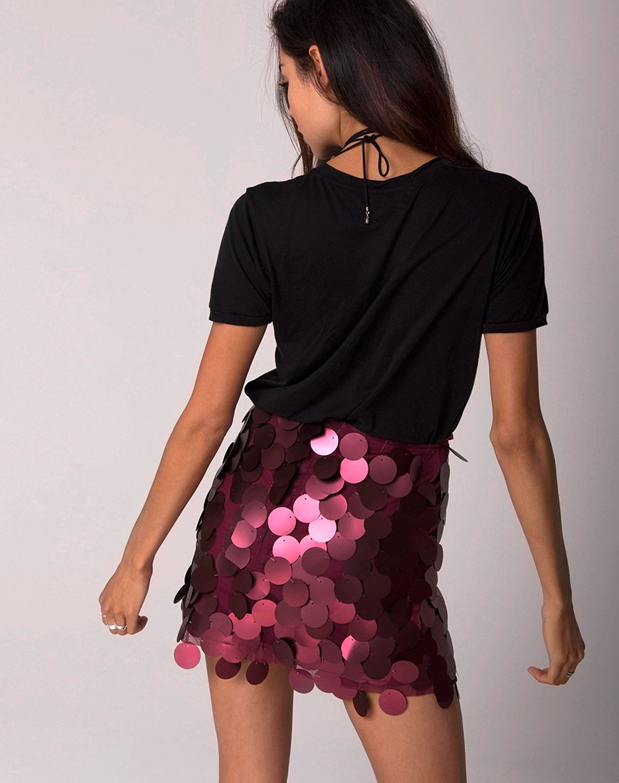 Weaver High Waisted Rok in Roos Grote Schijf Pailletten