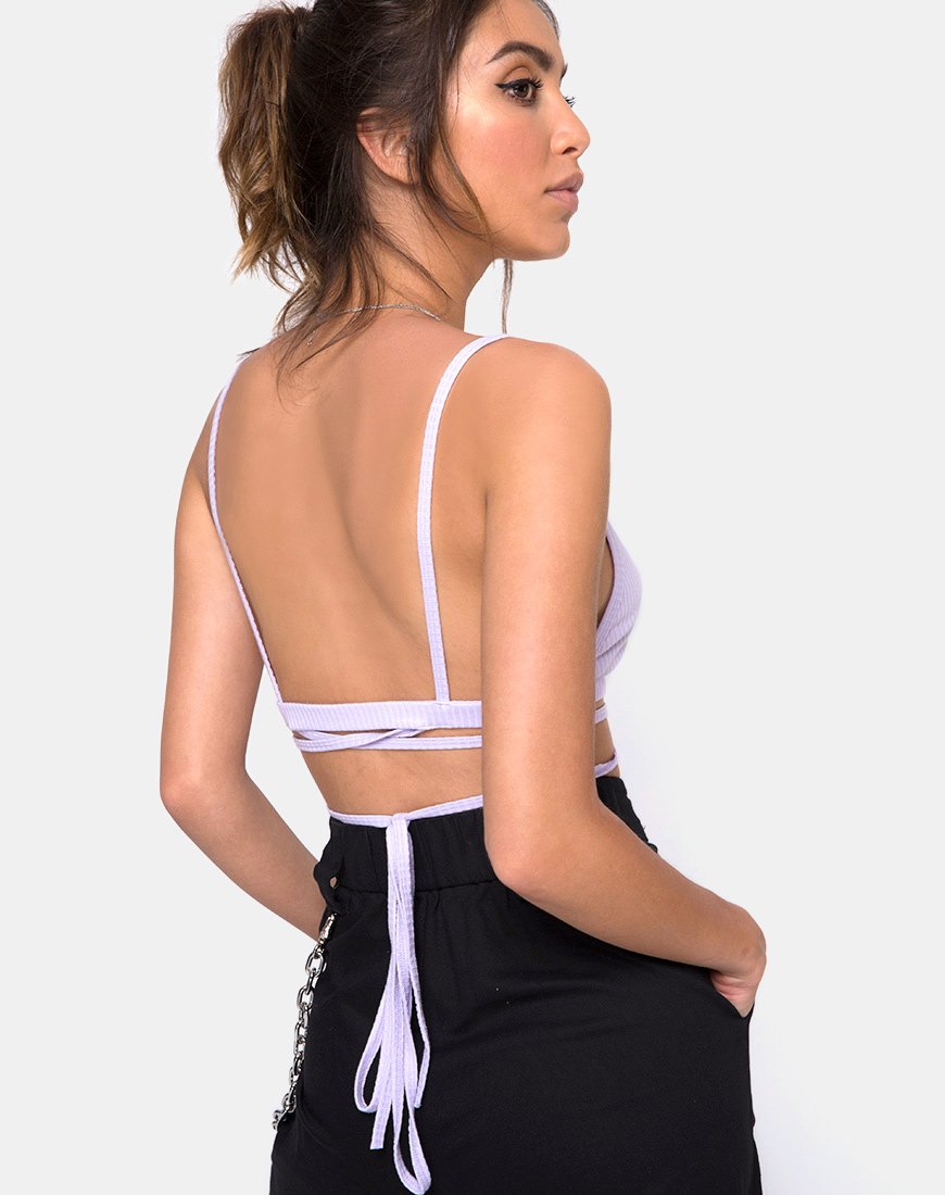 Wrap Around Bralet in Rib Lila