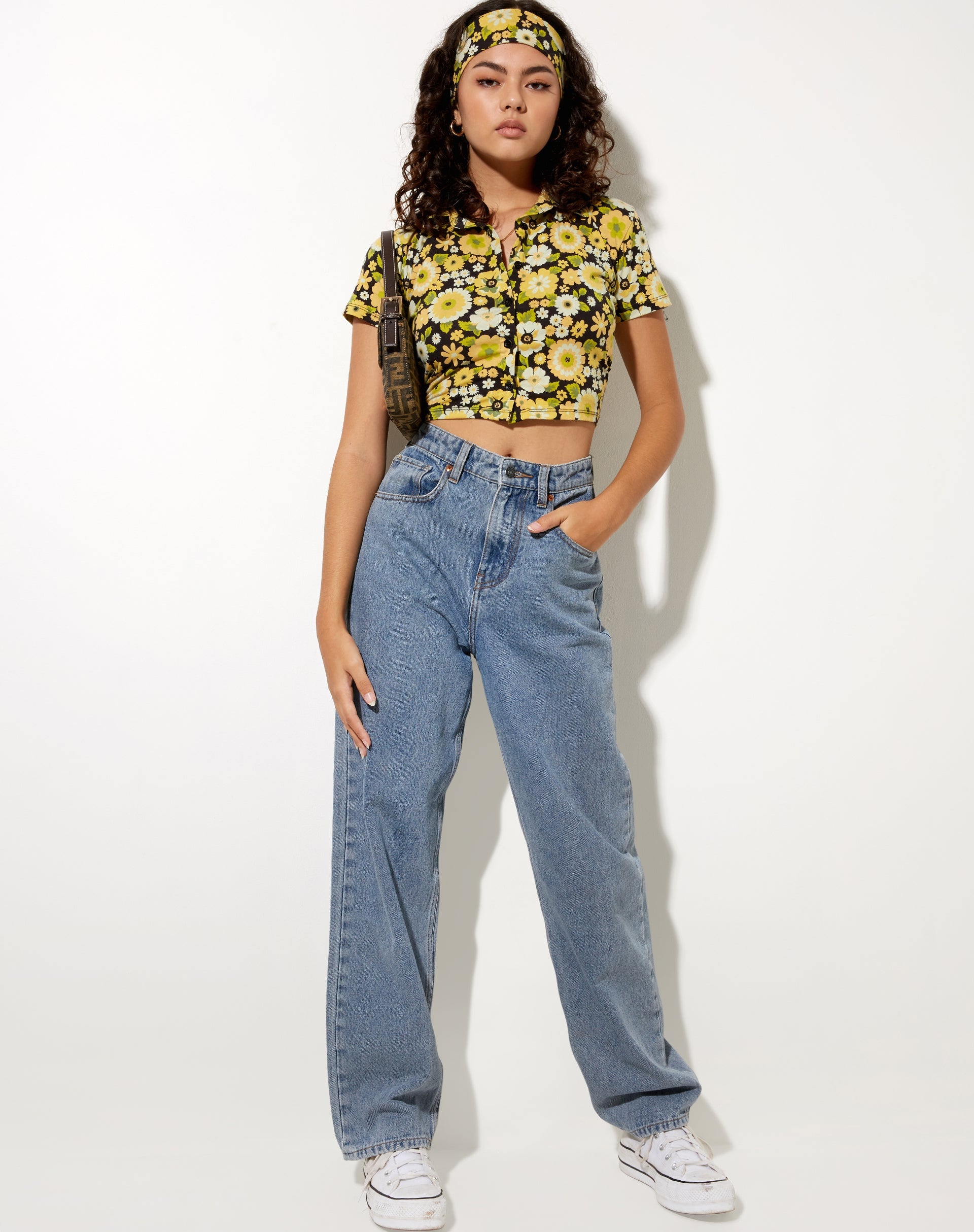 Afbeelding van Wuma Cropped Shirt in Retro Bloemen