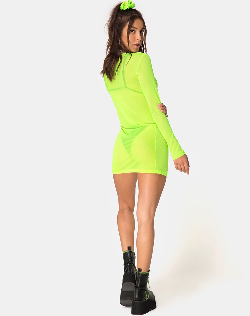 Afbeelding van Wyatt Bodycon Jurk in Fluogeel