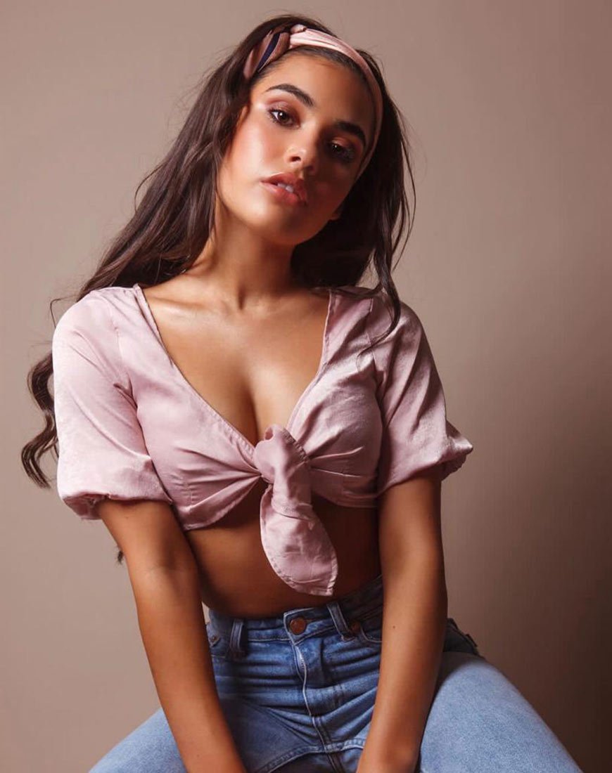 Kavida Crop Top in Satijn Dusty Rose