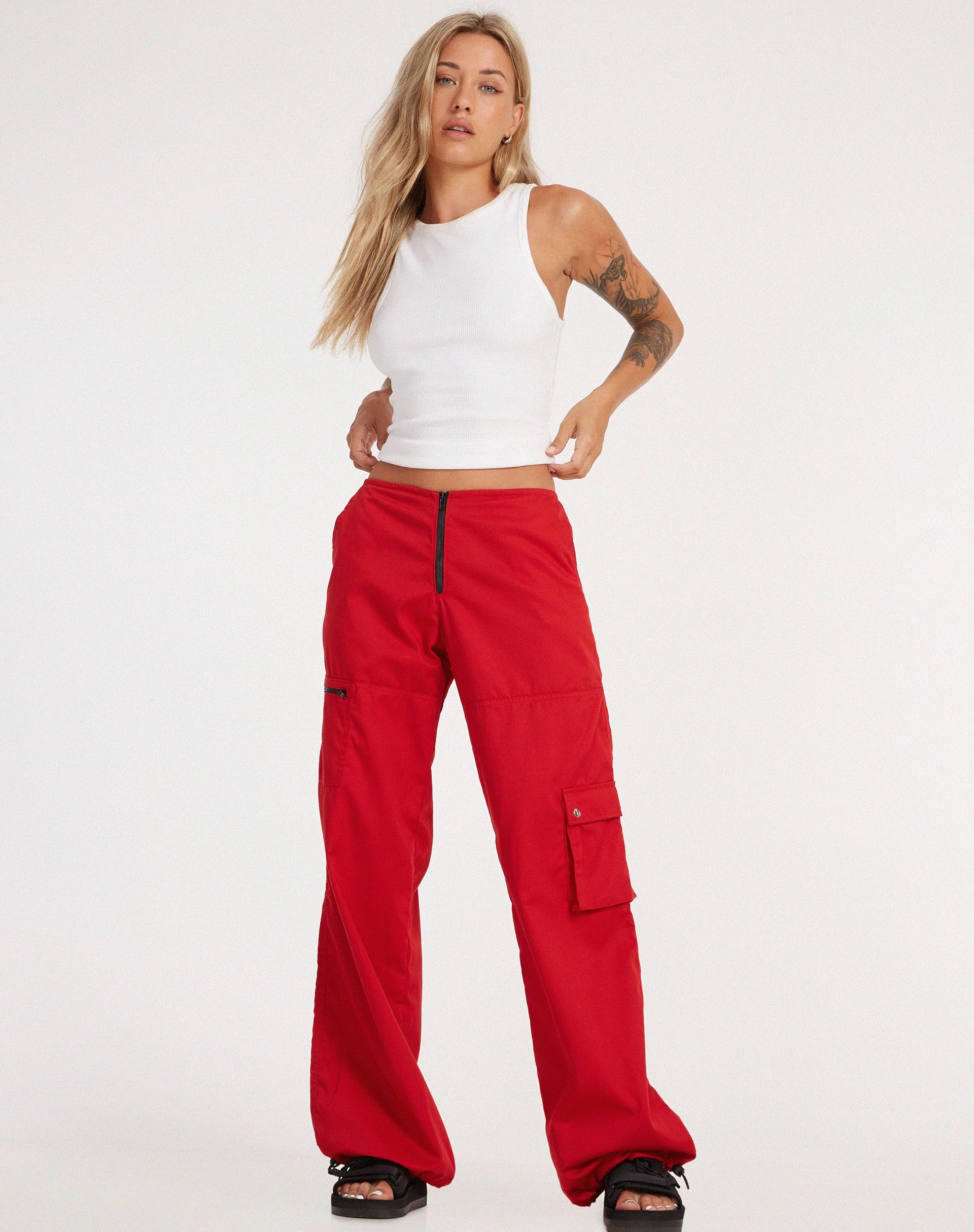 Afbeelding van Xander Cargo Broek in Cotton Drill Echt Rood
