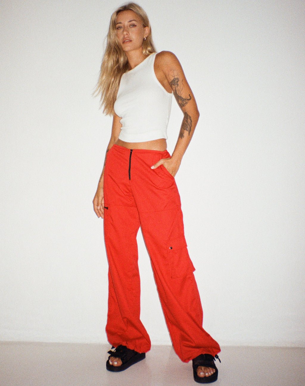 Xander Cargo Broek in Cotton Drill Echt Rood