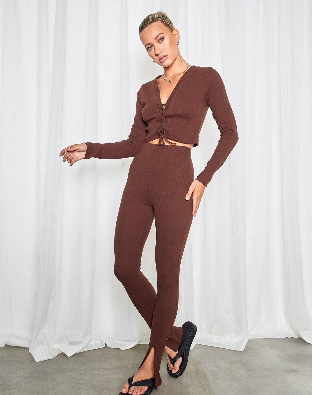Xaya broek in bruin