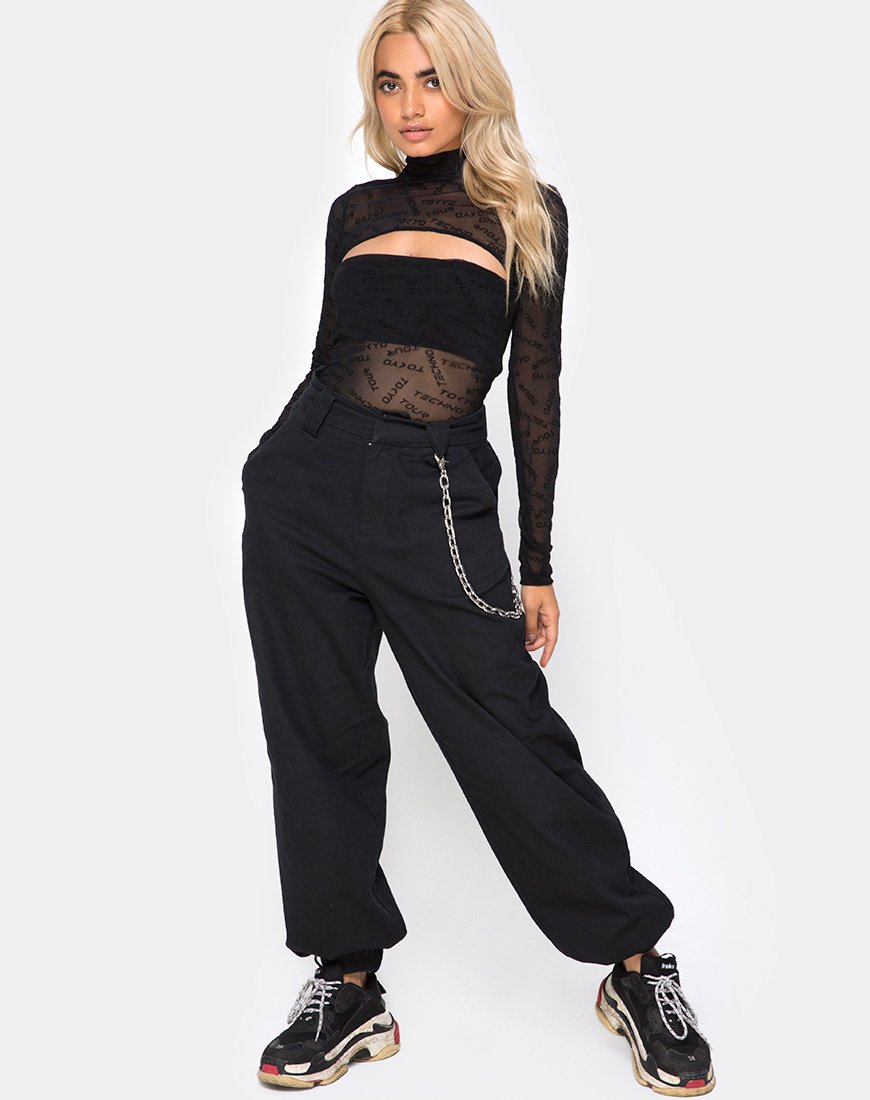 Afbeelding van Xhesi Cutout Bodice in Tokyo Techno Black Net
