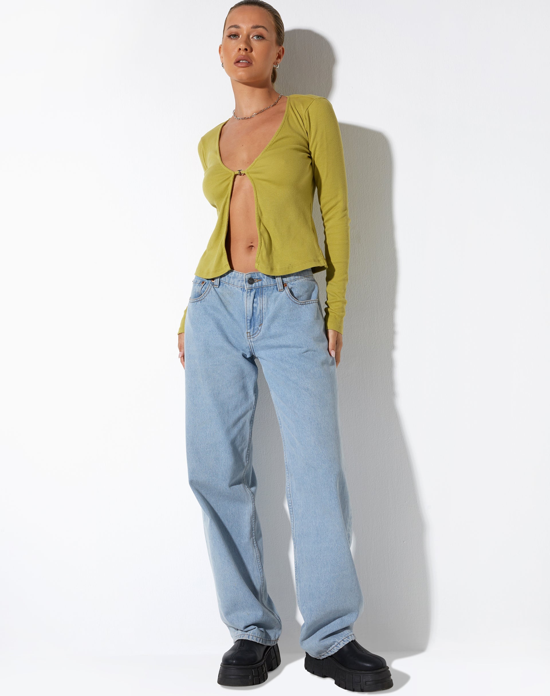 Afbeelding van Xiur Cardi in Rib Cress Green