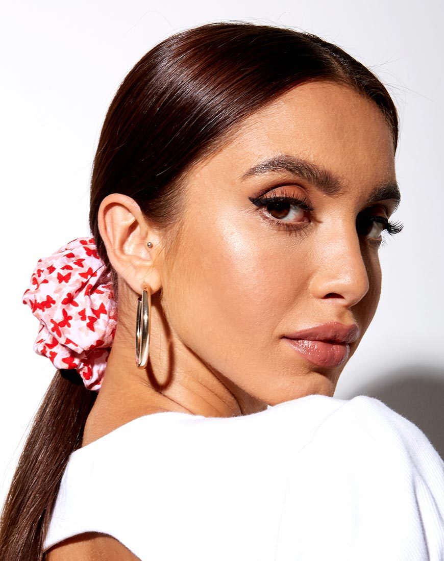 XL Scrunchie in Ditsy Vlinder Perzik en Rood